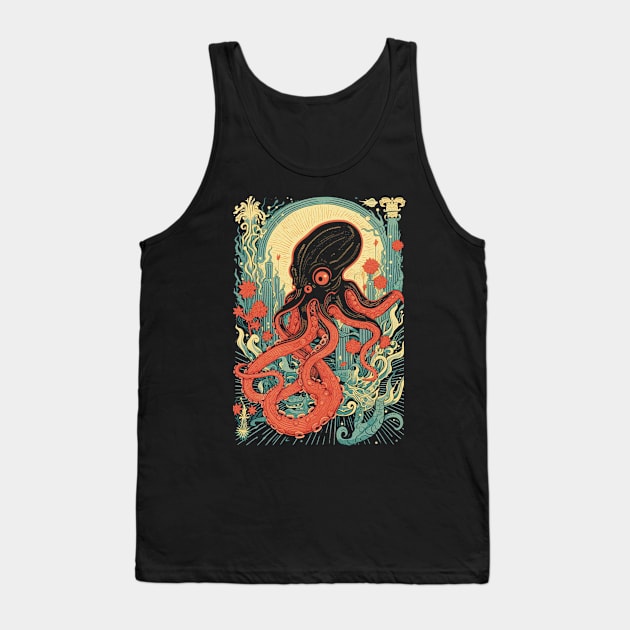 Retro Octopus In Atlantis Sea Art Tank Top by SubtleSplit